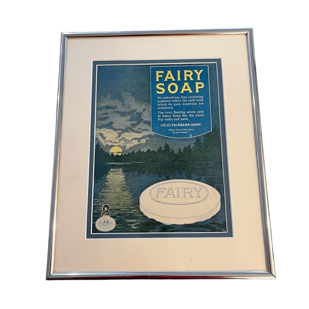 Antique Fairy Soap Advertising Custom Framed 1917